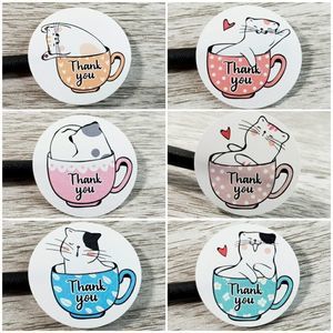 8/$20 100ct Thank You Stickers Round 1" Labels Cats Design